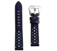 Buckle & Stitch Bracelet de montre en cuir, fabriqué à la main, perforé, style course, noir, marron foncé, marron clair, bleu marine, 20 mm, 22 mm, 24 mm, barres à ressort et outils inclus, 20mm, Cuir