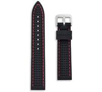 Buckle & Stitch Bracelet en silicone perforé pour montre de plongée | Bracelet de rechange noir premium pour plongée | Blanc Orange Bleu Rouge | 20 mm 22 mm | Caoutchouc tropical pour sports de course