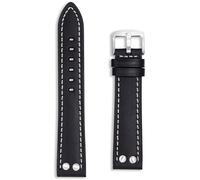 Buckle & Stitch Pilot Bracelet de montre aviateur en cuir | 18 mm, 20 mm, 22 mm, 24 mm | Noir, marron, brun clair, bleu, blanc | Style militaire Flieger Rivet | Design vintage WW2 | Extrémités