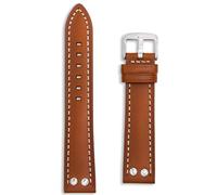 Buckle & Stitch Pilot Bracelet de montre en cuir Rivet - Flieger Aviator Stud Design vintage - Noir, marron, beige, bleu, blanc - 18 mm, 20 mm, 22 mm, 24 mm - Design classique avec extrémités