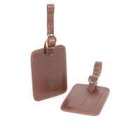 Bucklestone - Lot 2 Étiquettes à Bagages Cuir - Etiquette pour Valise Avion Voyage - Coffret Cadeau - avec Carte Info Personnelle - Bristol - Marron
