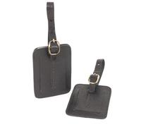 Bucklestone - Lot 2 Étiquettes à Bagages en Cuir - Etiquette pour Valise Avion Voyage - Coffret Cadeau - avec Carte Info Personnelle - Bristol - Noir