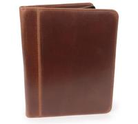Bucklestone - Porte Document Cuir Homme - Pochette Pour A4 Bloc-Note et Tablette - Portefeuille Zippé - Conférencier Organiseur - London - Marron