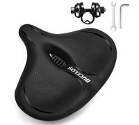 BUCKLOS Extra Wide Comfort Bike Seat Cushion for Men Women - Bicycle Big Soft Foam Padded Seats for Exercise Bike/Peloton/Ebike/Stationary Bike/Spin Bike