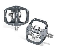 BUCKLOS SPD Pedals PD-M680 Pédales double face à clipser pour VTT - Pédales de vélo de route plates et sans clip à roulement scellé compatible avec les crampons Shimano SPD (1,4 cm, aluminium argenté)