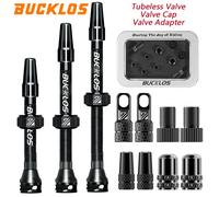 BUCKLOS - Valve Tubeless de vélo 40/44/55/60/80/100MM, bouchon de Valve de vélo, adaptateur F/V à A/V, vannes Presta pour vélo de route Valve Part-Black