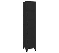 Bucmath Armoire à casiers verrouillables, 38 x 40 x 180 cm, en acier, 5 portes verrouillables, fentes d'aération, porte-badge, armoire de rangement robuste pour bureau, école, maison