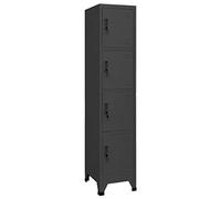 Bucmath Armoire à casiers verrouillables, anthracite, 38 x 45 x 180 cm, casier en acier et métal avec 4 portes verrouillables, fentes d'aération, porte-étiquette pour bureau, école, rangement sûr