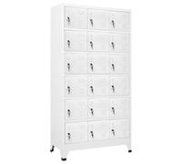 Bucmath Armoire à casiers verrouillables avec 18 compartiments, en métal gris, 90 x 40 x 180 cm, pour vestiaires et bureaux, tôle d'acier robuste, rangement polyvalent