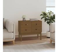 Bucmath Armoire console, marron miel, 90 x 40 x 78 cm, en pin massif, avec 4 tiroirs, pour salon, bureau et couloir, grand espace de rangement