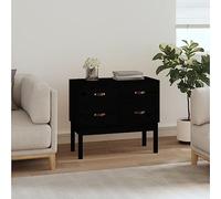 Bucmath Armoire console, noire, 90 x 40 x 78 cm, en pin massif, avec 4 tiroirs, espace de rangement pour salon, couloir, bureau