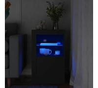Bucmath Armoire d'appoint avec lumières LED - Noir - 41 x 37 x 67 cm - Design moderne - Rangement polyvalent pour salon