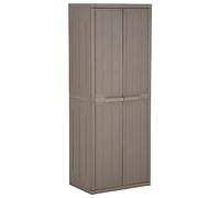 Bucmath Armoire de jardin marron 65 x 45 x 172 cm - Aspect bois PP - Imperméable - Multifonction - Pour jardin, terrasse, garage, balcon, résistante aux UV, durable