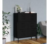 Bucmath Armoire de rangement polyvalente pour la maison, le bureau, la cuisine, en acier robuste, à 6 tiroirs, charge totale de 120 kg, noire, 80 x 35 x 101,5 cm