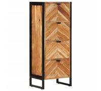 Bucmath Armoire de salle de bain, 40 x 30 x 100 cm, en bois massif d'acacia et fer, avec 4 tiroirs, pour ustensiles de salle de bain, design en bois dur durable