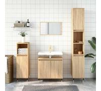 Bucmath Armoire de salle de bain, chêne Sonoma, 58 x 33 x 60 cm, matériau à base de bois, avec beaucoup d'espace de rangement, résistante à l'humidité, robuste, pour salle de bain, style industriel