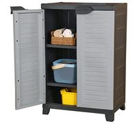 Bucmath Armoire en plastique 65 x 45 x 97 cm, grise, avec 2 portes et 3 étagères, verrouillable, idéale pour la maison, le bureau, le garage, l'espace de rangement, armoire de rangement pratique