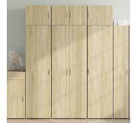 Bucmath Armoire haute, en chêne Sonoma, 70 x 42,5 x 225 cm, à 6 compartiments, polyvalente, pour salle de bain, cuisine, bureau