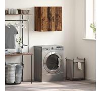 Bucmath Armoire murale aspect bois vieilli 60 x 31 x 60 cm avec 2 étagères pour salon, cuisine, bureau, solution de rangement peu encombrante