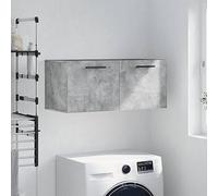 Bucmath Armoire murale en matériau dérivé du bois - Gris béton - 80 x 36,5 x 35 cm - Armoire suspendue pour cuisine, salon, espace de rangement pratique