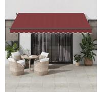Bucmath Auvent Manuel rétractable Bordeaux 400x350 cm avec LED, Toile en Polyester, Cadre Aluminium Anthracite, idéal pour terrasse, Balcon, Jardin