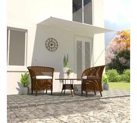 Bucmath Auvent rétractable crème 250x150 cm avec Cadre Acier Robuste Toile Polyester et Protection Solaire Manuel pour terrasse Balcon Jardin fenêtre ombrage extérieur