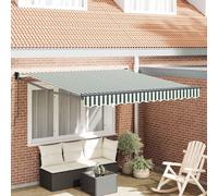 Bucmath Auvent rétractable en Polyester Vert et Blanc 350 x 250 cm pour terrasse et Balcon, Store banne Manuel Mural, Protection Solaire et occultant pour Jardin Patio et véranda ombrage