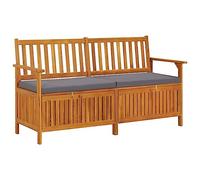 Bucmath Banc de jardin avec coussin, 148 cm, en bois massif d'acacia huilé, robuste, résistant aux intempéries, pour terrasse, balcon et véranda, avec rembourrage gris foncé