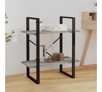 Bucmath Bibliothèque à 2 compartiments, gris Sonoma, 60 x 30 x 70 cm, en matériau dérivé du bois, étagère sur pied avec étagères, idéale pour livres, magazines et décoration, organiseur cube