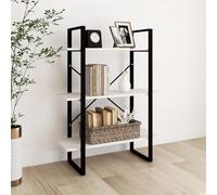 Bucmath Bibliothèque à 3 étages - Blanc - 80 x 30 x 105 cm - En pin massif - Robuste - Pour le salon - Organiseur polyvalent