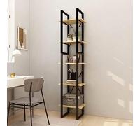 Bucmath Bibliothèque à 5 compartiments, 40 x 30 x 175 cm, en pin massif, cadre en métal, étagère sur pied pour salon, bureau, couloir, organisateur de rangement cube polyvalent