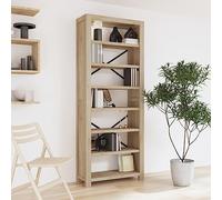 Bucmath Bibliothèque à 7 étages, 80 x 30 x 200 cm, en bois massif d'acacia brossé, étagère sur pied pour livres, fichiers, décoration, rangement polyvalent, design robuste