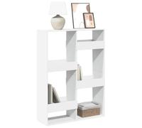 Bucmath Bibliothèque blanche 100 x 33 x 135 cm, en bois avec 6 compartiments, étagère sur pied, pour livres, DVD, décoration, séparateur de pièce, polyvalente
