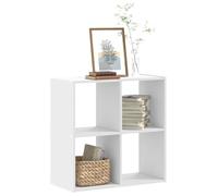 Bucmath Bibliothèque blanche 68,5 x 32 x 68,5 cm, en bois dérivé du bois, 4 compartiments, étagère cube pour livres, fichiers, décoration, organisateur de rangement polyvalent pour la maison et le