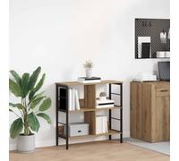 Bucmath Bibliothèque en chêne artisanal, 82 x 32 x 79 cm, à 4 étagères, design industriel robuste, espace de rangement polyvalent pour livres, décoration