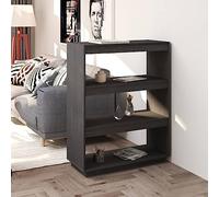 Bucmath Bibliothèque grise 80 x 35 x 103 cm en pin massif séparateur de pièce polyvalent, étagère ouverte pour livres, magazines, DVD, idéale pour le salon, le bureau et le couloir