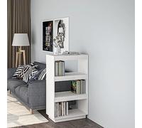 Bucmath Bibliothèque séparateur de pièce, blanche, 60 x 35 x 103 cm, en pin massif, étagère sur pied, étagère sur pied, pour livres, DVD, dossiers, organisateur de rangement cube polyvalent pour salon
