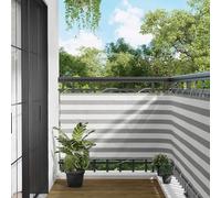 Bucmath Brise-vue pour balcon, gris clair, blanc, 90 x 500 cm, résistant aux UV, imperméable, pour jardin, terrasse, coupe-vent, pliable, inclinable, avec support