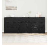 Bucmath Buffet 3 pièces en bois de chêne noir 181 x 30 x 70 cm avec 5 tiroirs, 4 portes, pour salon, salle à manger, espace de rangement
