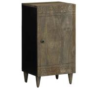 Bucmath Buffet 40 x 33 x 75 cm en bois massif mangue noir sculpté à la main pour cuisine, salle de bain, couloir, armoire de rangement pratique
