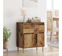 Bucmath Buffet avec tiroirs en bois vieilli 60 x 35 x 70 cm, armoire de rangement robuste pour salon, cuisine, salle à manger, design mi-siècle