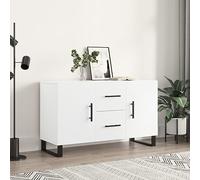Bucmath Buffet blanc 100 x 36 x 60 cm, en bois avec portes, pieds en métal, beaucoup d'espace de rangement, pour salon, couloir, salle à manger