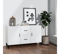 Bucmath Buffet blanc 100 x 36 x 60 cm, en bois dérivé du bois, armoire multi-usages, avec 2 portes et 2 tiroirs, design moderne pour salon, salle à manger, bureau