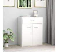 Bucmath Buffet blanc 60 x 30 x 75 cm, en matériau dérivé du bois, armoire de rangement multi-usages, avec 2 portes, 1 tiroir, polyvalent, pour salon, cuisine, couloir