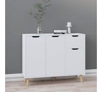 Bucmath Buffet blanc 90 x 30 x 72 cm, commode en bois avec espace de rangement, armoire d'appoint pour salon, couloir, bureau, armoire polyvalente pour livres, décoration, médias