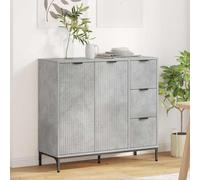 Bucmath Buffet en béton gris 89,5 x 33 x 82 cm, en matériau dérivé du bois, avec 3 tiroirs et 2 portes, système de rangement robuste pour salle à manger, salon