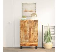 Bucmath Buffet haut avec tiroir 60 x 33 x 100 cm, bois massif mangue et fer, design industriel, grand espace de rangement, meuble durable pour salon, couloir