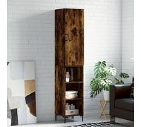Bucmath Buffet haut en chêne fumé 34,5 x 34 x 180 cm, matériau à base de bois, armoire de cuisine stable, armoire multi-usages, avec beaucoup d'espace de rangement, idéal pour le salon et la cuisine