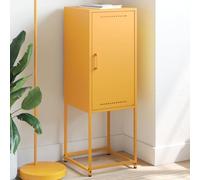 Bucmath Buffet haut - Jaune moutarde - 36 x 39 x 107 cm - En acier robuste - Avec 2 compartiments - Armoire de cuisine polyvalente - Espace de rangement pratique pour salon et chambre à coucher