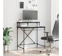 Bucmath Bureau noir aspect chêne 80 x 50 x 90 cm en bois de design industriel avec étagère stable pour bureau et bureau à domicile